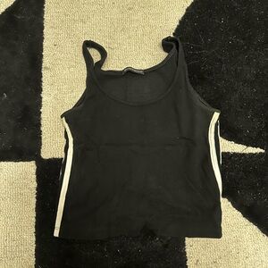 Black Sleeveless Top with White Stripes